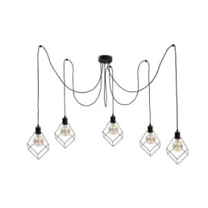 Image of Ruben Cluster Pendant Ceiling Light Black, 5x E27
