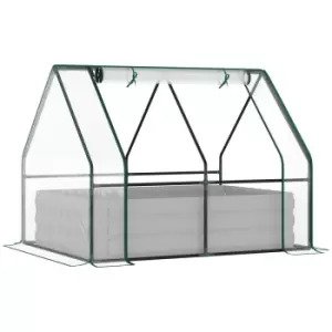Image of Outsunny Raised Garden Bed Planter Box With Greenhouse Large Window - Clear