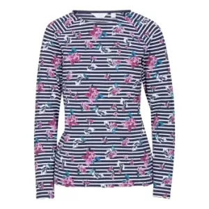 Image of Trespass Womens/Ladies Dellini Floral Long-Sleeved Top (S) (Black/White/Pink/Blue Stripe)