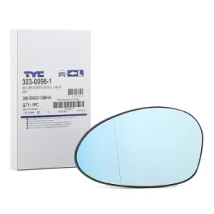 Image of TYC Wing Mirror Glass 303-0098-1 Side Mirror Glass,Mirror Glass BMW,3 Touring (E91),3 Limousine (E90),1 Schragheck (E87),3 Coupe (E92)