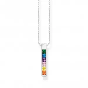 Image of Sterling Silver Colourful Stones Necklace KE2113-166-7-L45V