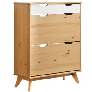 Image of Shoe Storage Cabinet Pine Wood 101x33x80cm