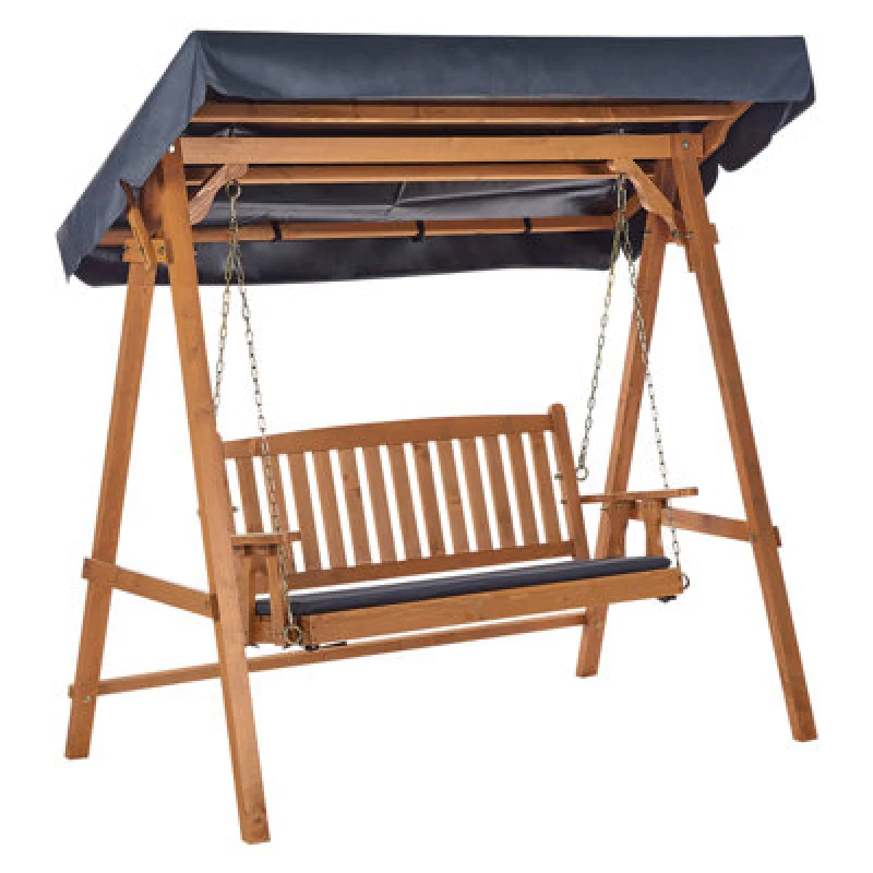 Image of Beliani Patio Swing Fibbialla Spruce Wood Brown