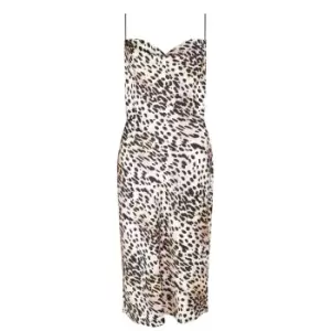 Image of GOOD AMERICAN Satin Cowl Midi Dress - Brown