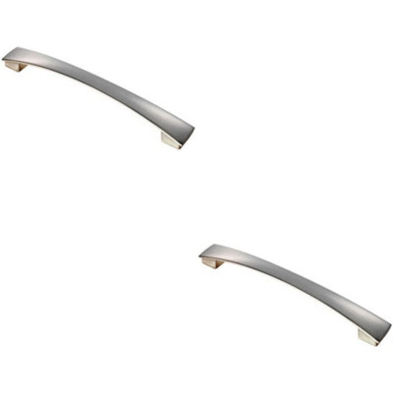 Image of Loops 2x Curved Bow Pull Handle 218.5 x 26mm 192mm Fixing Centres Satin Nickel Metallics unisex