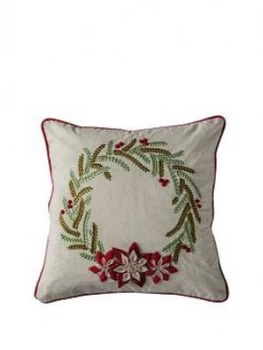 Image of Gallery Poinsettia Wreath Cushion Natural 450X450Mm