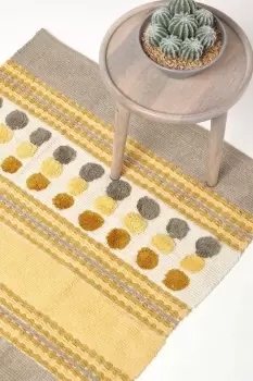 Image of Cotton Chenille Striped Tufted Circle Rug