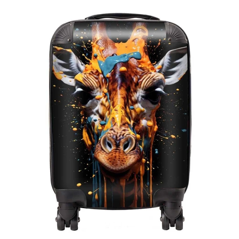 Image of Warren Reed - Designer Giraffe Face Splashart Suitcase in Orange Size: Large Orange Unisex Large