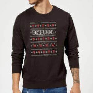 Image of Marvel Deadpool Black Christmas Sweatshirt - M - Black