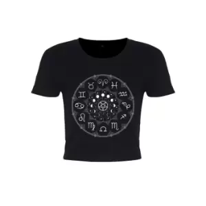Image of Grindstore Womens/Ladies Zodiac Pentagram Crop Top (Medium (UK 10-12)) (Black)