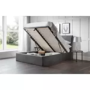 Image of Grey Quilted Velvet Ottoman Bed 5ft Kingsize 150cm - Waltham