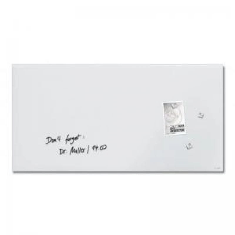 Image of Wall Mounted Magnetic Glass Board 910x460x15mm - Matt Super White