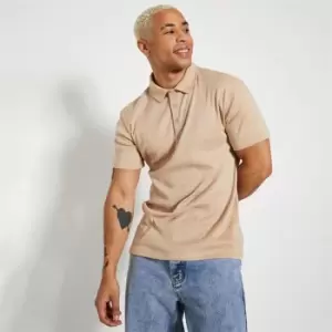 Image of I Saw It First Rib Polo T Shirt - Brown