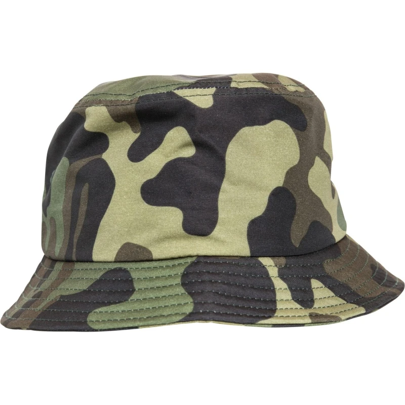 Image of Flexfit by Yupoong Mens Camo Bucket Hat in Dark Green Dark Green Male One Size
