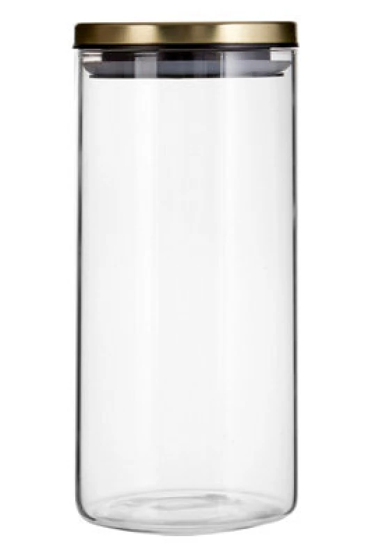 Image of Premier Housewares Freska Gold Lid Storage Jar - 1300ml Clear
