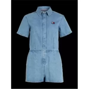 Image of Tommy Jeans Badge Denim Playsuit - Blue