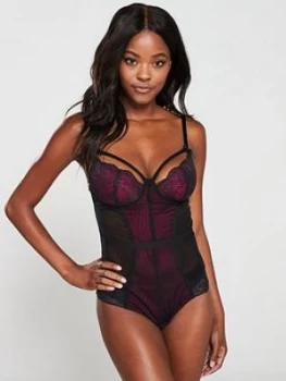 Image of Pour Moi Sensation Lightly Padded Underwired Thong Body - Black, Size 32E, Women