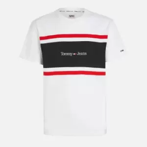 Image of Tommy Jeans Classic Linear Cut & Sew Cotton-Jersey T-Shirt - S