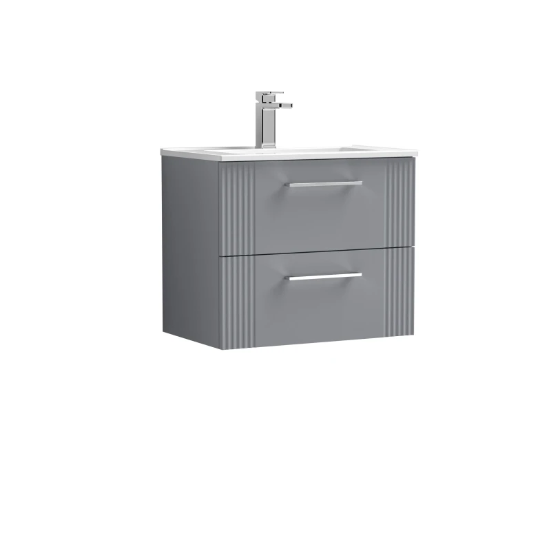 Image of Balterley 2 Drawer Wall Hung Vanity Unit with Minimalist Basin Grey 600mm Grey