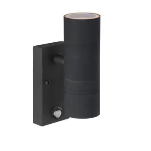 Image of Arne-Led Modern Up Down Wall Spotlight Outdoor, PIR Sensor - Ø6,3cm - LED - GU10 - 2x5W 2700K - IP44 - Black
