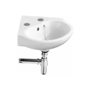 Image of Sandringham 21 Wall Hung Corner Basin 480mm Wide - 2 Tap Hole - Armitage Shanks