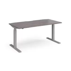 Image of Elev8 Touch straight sit-stand desk 1600mm x 800mm - silver frame and grey oak top