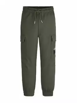 Image of Calvin Klein Jeans Boys Gradient Logo Cargo Sweatpants - Dark Green