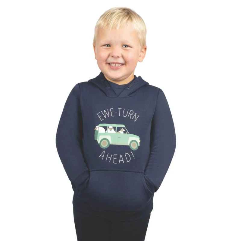 Image of Little Knight Ewe-Turn Ahead Hoodie in Navy Size: 9-10 Years Navy Unisex 9-10 Years