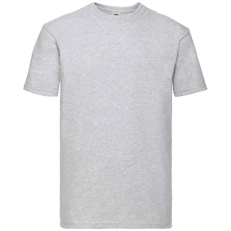 Image of Fruit Of The Loom Fruit of the Loom Men Super Premium Heather T-Shirt in Grey Size: Small Grey S Male 5063470435890