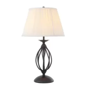 Image of Table Lamp Ivory Shade Lounge Dining Room Black Finish LED E27 60W Bulb