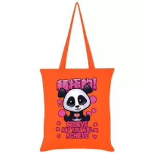 Image of Handa Panda Believe And You Will Achieve Tote Bag (One Size) (Orange) - Orange