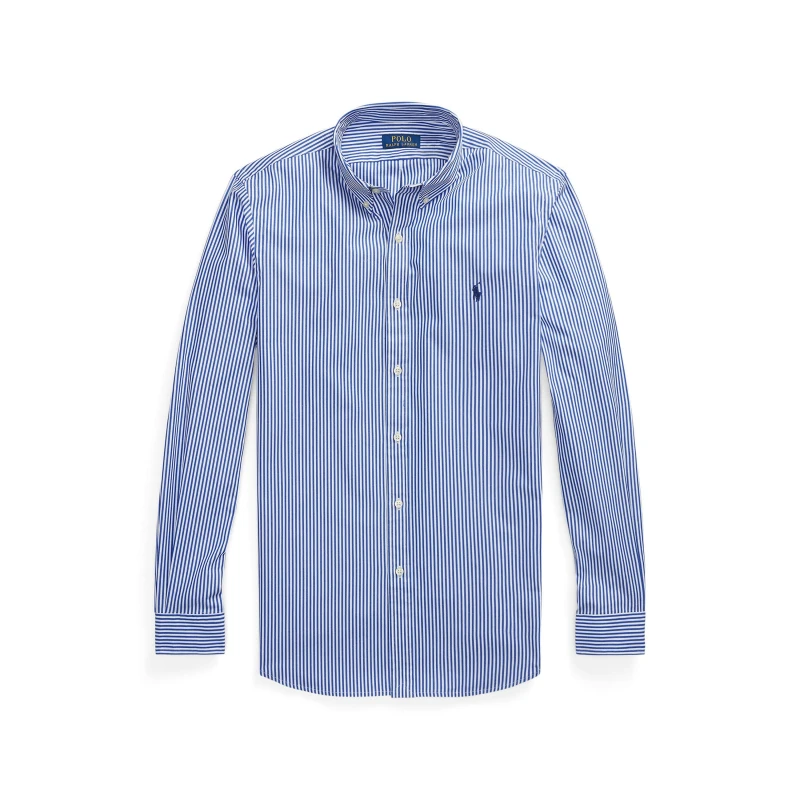 Image of Polo Ralph Lauren Stripe Poplin Slim Fit Shirt Blue/White 009 male S