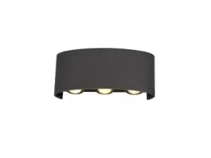 Image of Leoni LED Up & Downward Lighting Wall Light, 6W, 3000K, Anthracite, 500lm, IP54