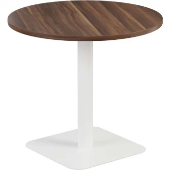 Image of 800MM Circular Mid Contract Table - White/Dark Walnut