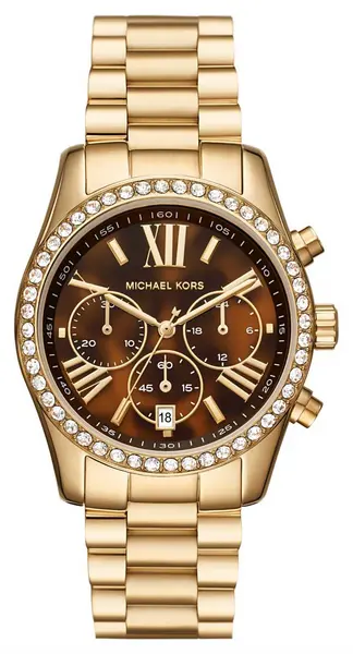 Image of Michael Kors MK7276 Lexington Tortoiseshell Dial Gold Watch