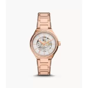 Image of Fossil Womens Eevie Automatic Rose Gold-Tone Stainless Steel Watch - Rose Gold