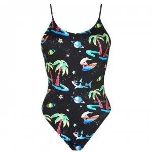 Image of Calvin Klein Space Tropic One Piece Swimsuit - Black Print