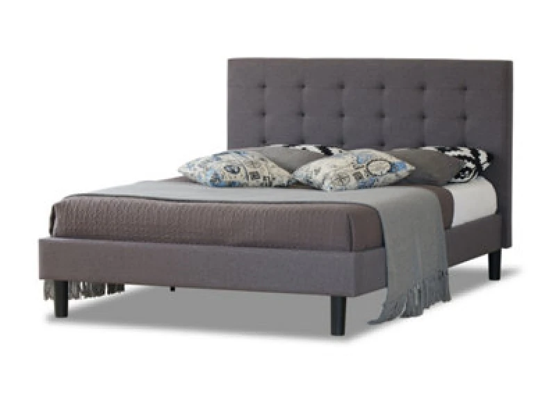 Image of Modernique Modernique Fabric Bed with High Headboard, Slatted Wooden Sprung Bed Base in Grey Size: Double Grey Double Unisex 4673802625441