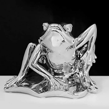 Image of Naturecraft Silver Finish Ceramic Figurine - Frog