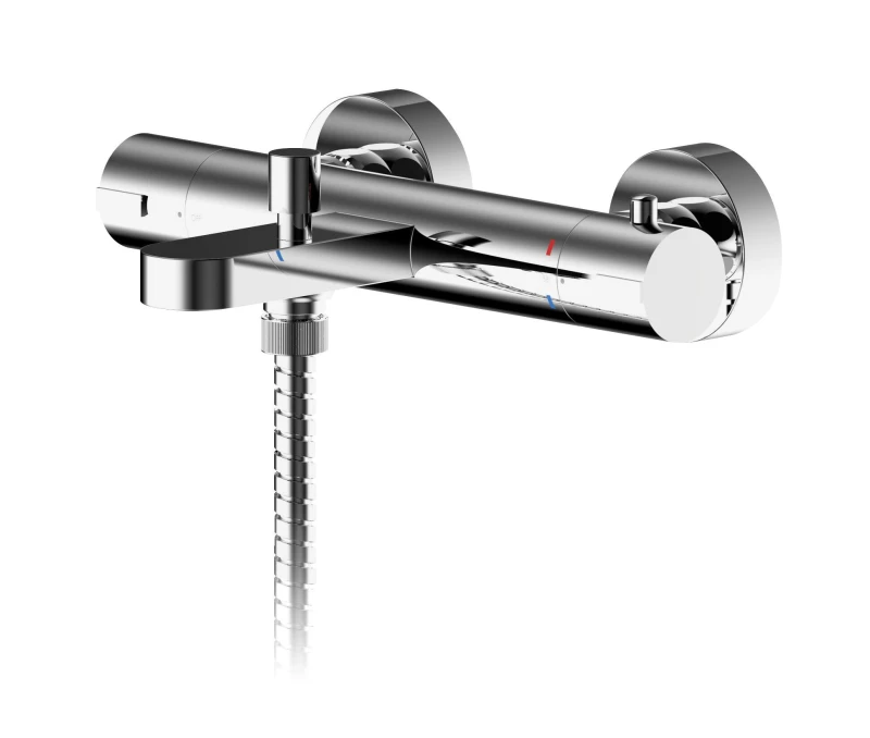 Image of Balterley Round Wall Mount Thermostatic Bath Shower Mixer Bar Valve Tap Chrome Silver unisex