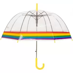 Image of X-Brella Rainbow Border Dome Umbrella (One Size) (Clear/Yellow)