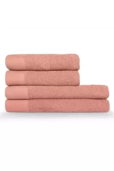 Image of Textured Weave Oxford Panel Cotton 4 Piece Hand/Bath Towel Bale