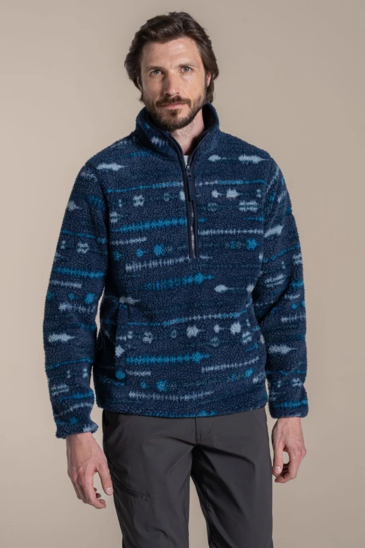 Image of Craghoppers Craghoppers Men Rawthey Borg Half-Zip Insulating Active Fleece in Navy Size: large Navy L Male 5063260129206