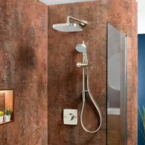 Image of Mira Evoco Dual Thermostatic Mixer Shower Adjustable Fixed Heads Nickel Modern - Nickel