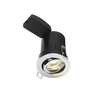 Image of Saxby Shieldplus Mv - Fire Rated 1 Light Recessed Tilt Downlight Chrome Plate, GU10