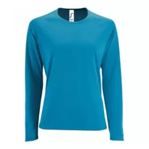 Image of SOLS Womens/Ladies Sporty Long Sleeve Performance T-Shirt (XL) (Aqua)