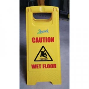 Image of Contico Yellow Folding Safety Sign Caution Wet Floor and Cleaning In Progress