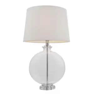 Image of Table Lamp - Clear Glass & Nickel Plate - 60W E27 - Bedside Light Base & Shade