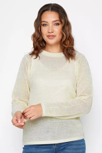 Image of Long Tall Sally Stone Lurex Pointelle Jumper