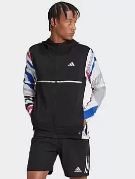 Image of adidas Own The Run Seasonal Jacket, Black/White, Size S, Men